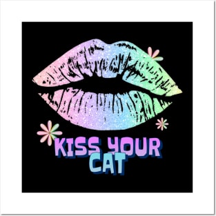 Kiss Your Cat Floral Look Posters and Art